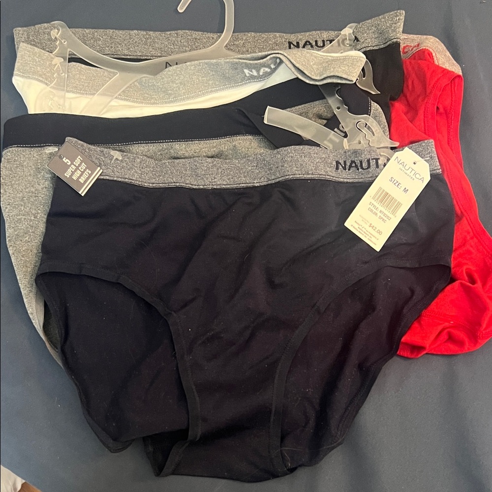 Nautica Women's Briefs Set - Black, Gray, Red, White